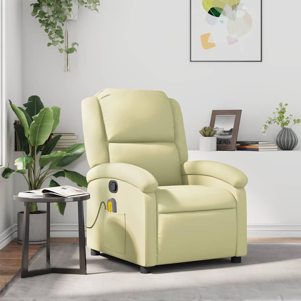 vidaXL Massagestoel Leer Crème 35% Korting