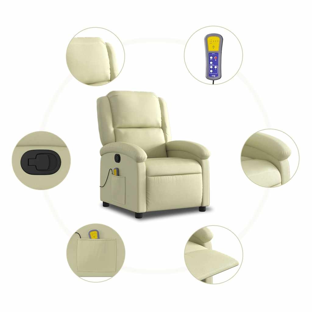 vidaXL Massagestoel Leer Crème 35% Korting