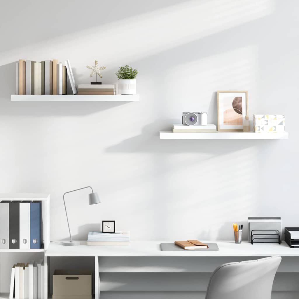 2 Zwevende Wandschappen 90cm MDF Hoogglans Wit - 52% Korting!