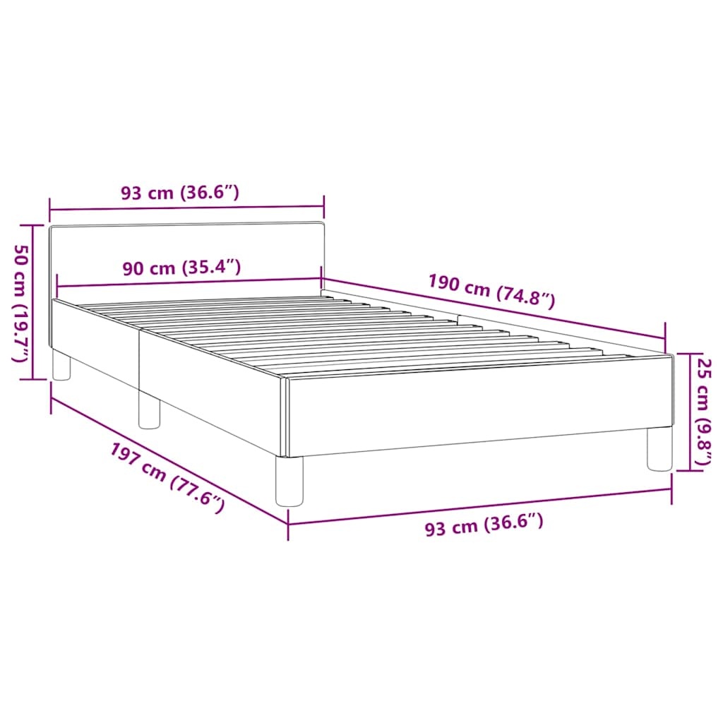 vidaXL Bedframe met hoofdeinde Crème 90x190 cm - 34% Korting