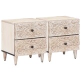 VidaXL Nachtkastjes Set van 2 Wit 40x33.5x46 cm Massief Mango Hout - 59% Korting