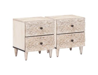 VidaXL Nachtkastjes Set van 2 Wit 40x33.5x46 cm Massief Mango Hout - 59% Korting