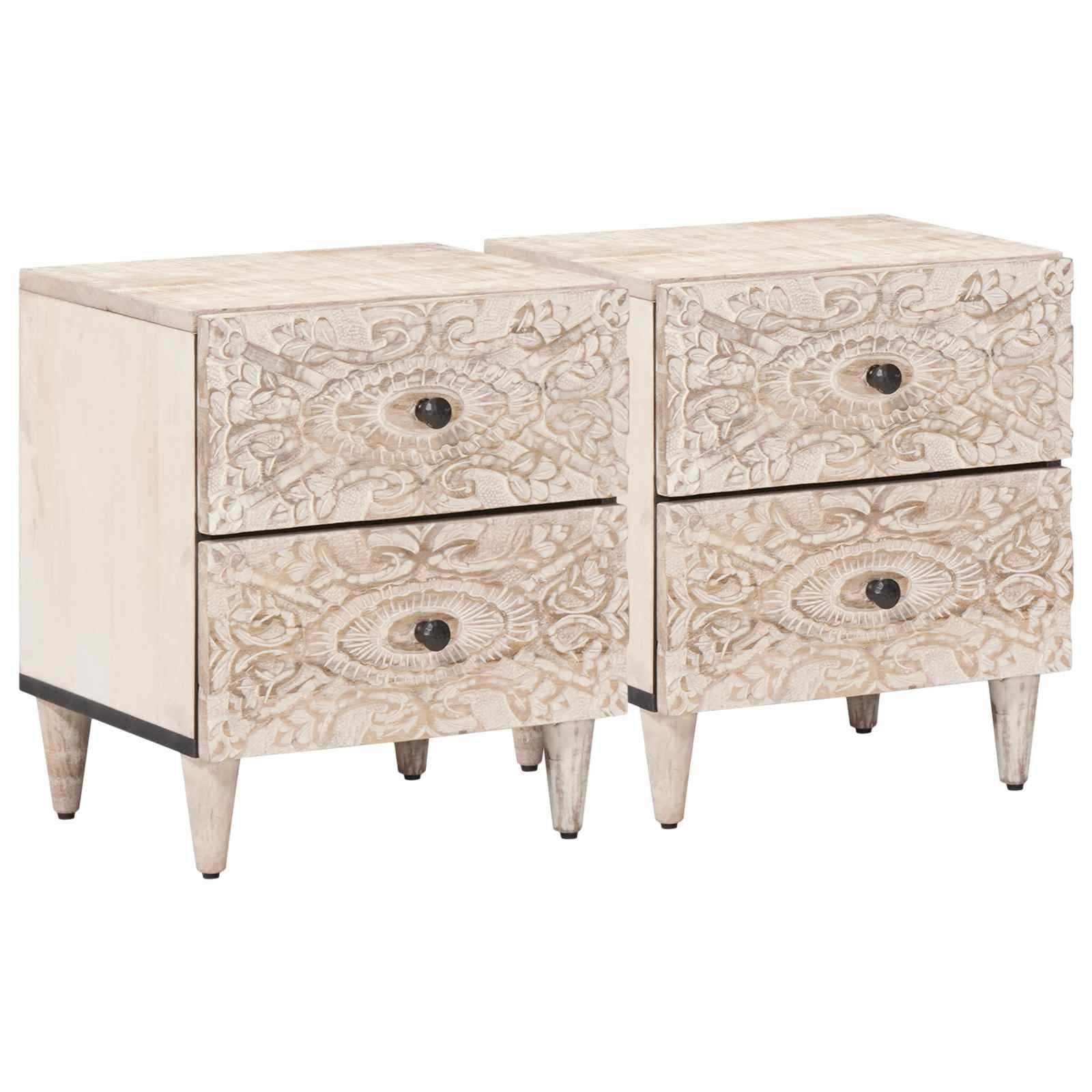 VidaXL Nachtkastjes Set van 2 Wit 40x33.5x46 cm Massief Mango Hout - 59% Korting
