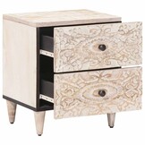 VidaXL Nachtkastjes Set van 2 Wit 40x33.5x46 cm Massief Mango Hout - 59% Korting