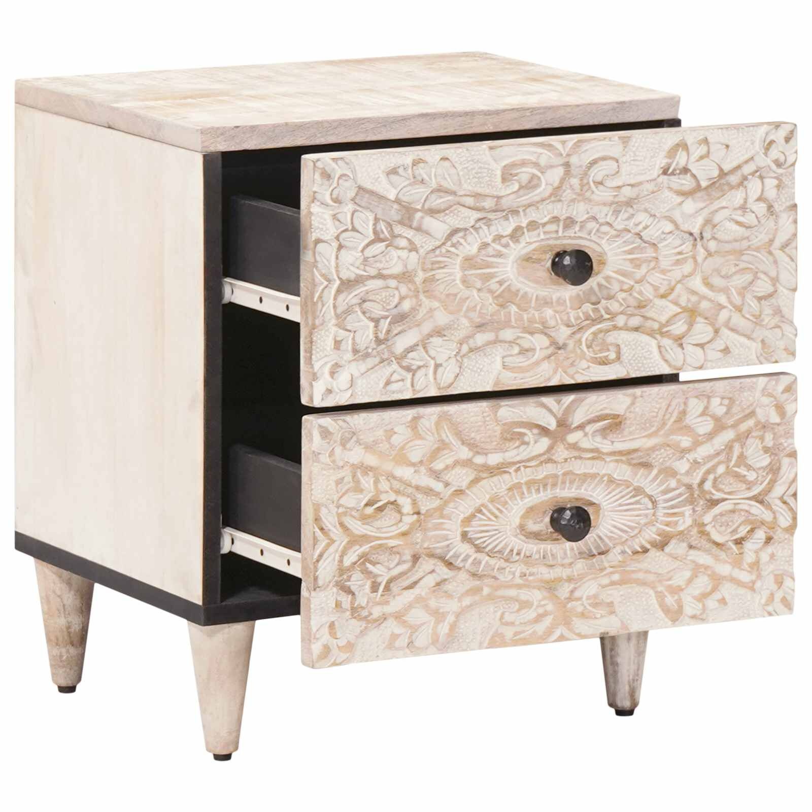 VidaXL Nachtkastjes Set van 2 Wit 40x33.5x46 cm Massief Mango Hout - 59% Korting