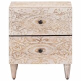 VidaXL Nachtkastjes Set van 2 Wit 40x33.5x46 cm Massief Mango Hout - 59% Korting