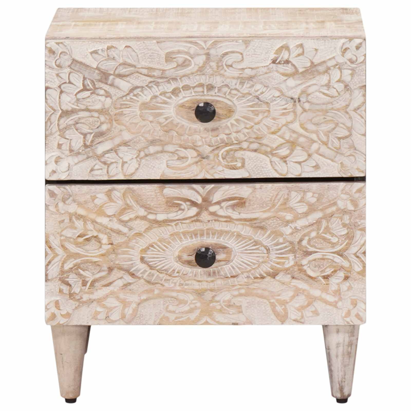 VidaXL Nachtkastjes Set van 2 Wit 40x33.5x46 cm Massief Mango Hout - 59% Korting