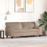 VidaXL Tweezitsbank 140 cm Kunstleer Cappuccinokleurig - 35% Korting