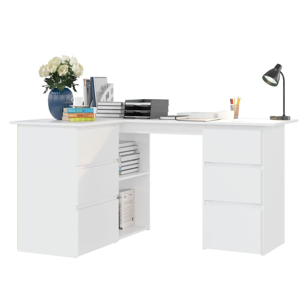 Wit Hoekbureau 145x100x76 cm Bewerkt Hout - 55% Korting