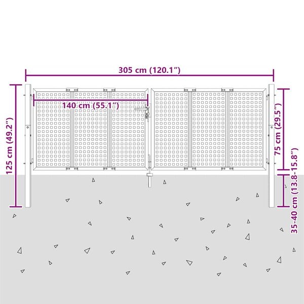 VidaXL Poort Staal Antraciet 300x125 cm - 35% Korting