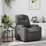 Verstelbare Fauteuil Leerlook Grijs - 35% Korting