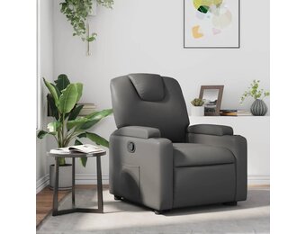 Verstelbare Fauteuil Leerlook Grijs - 35% Korting