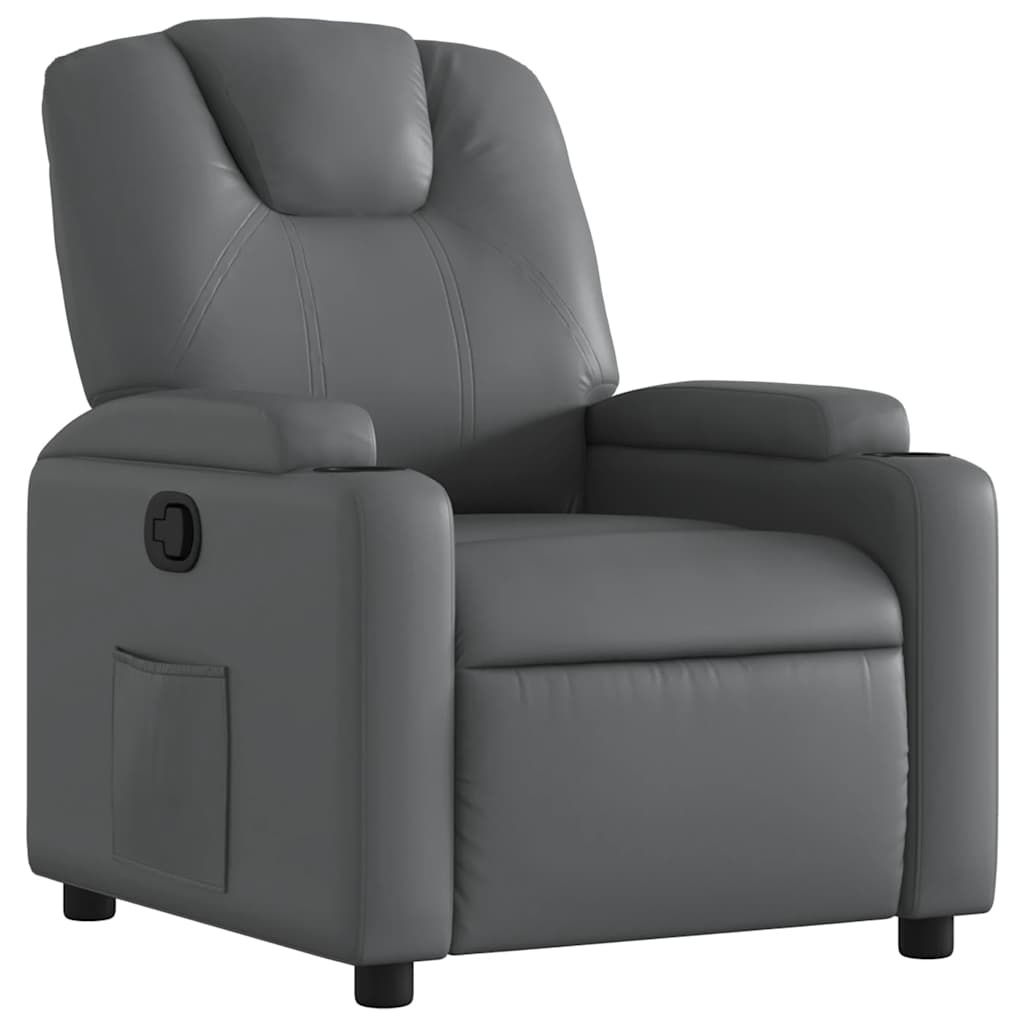 Verstelbare Fauteuil Leerlook Grijs - 35% Korting
