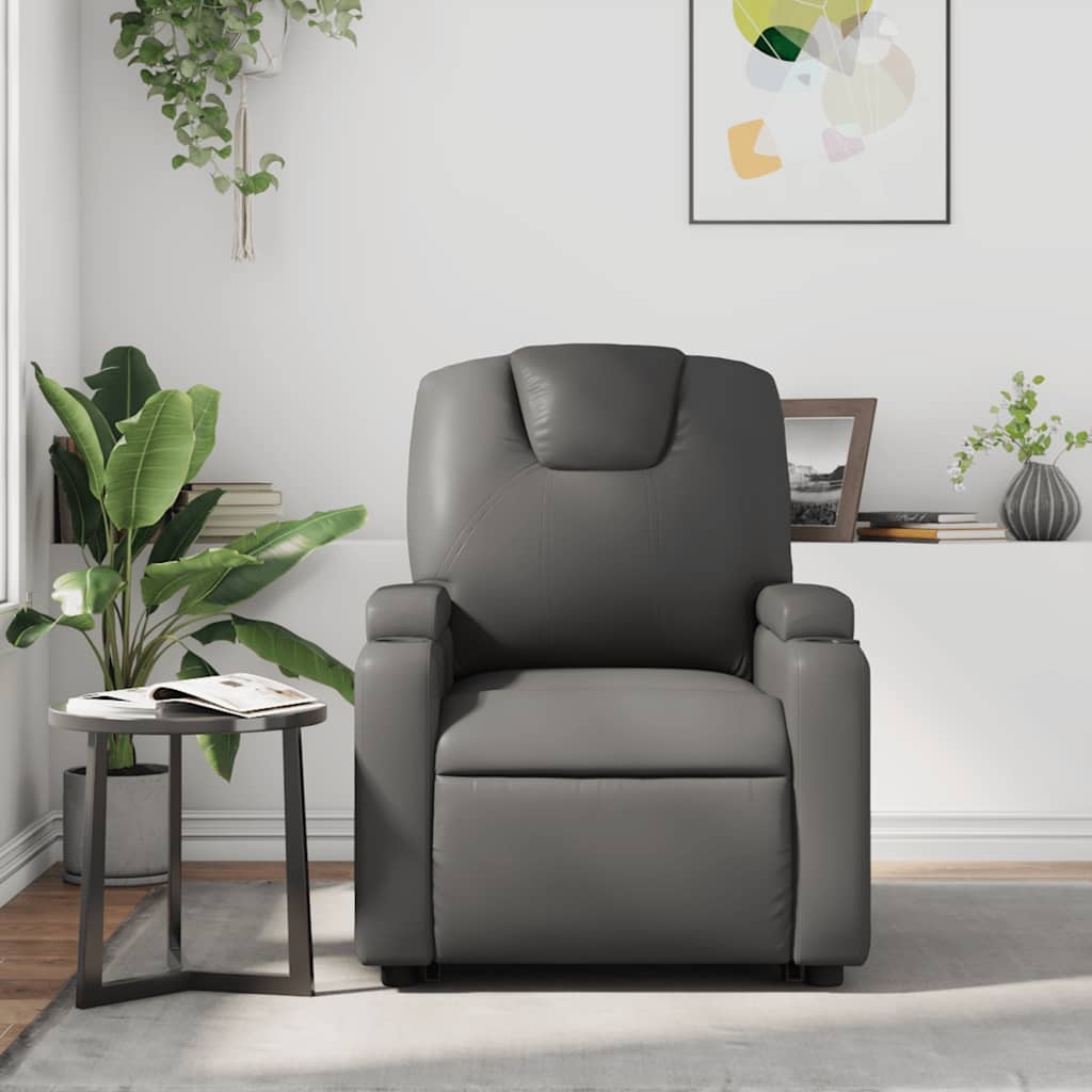 Verstelbare Fauteuil Leerlook Grijs - 35% Korting