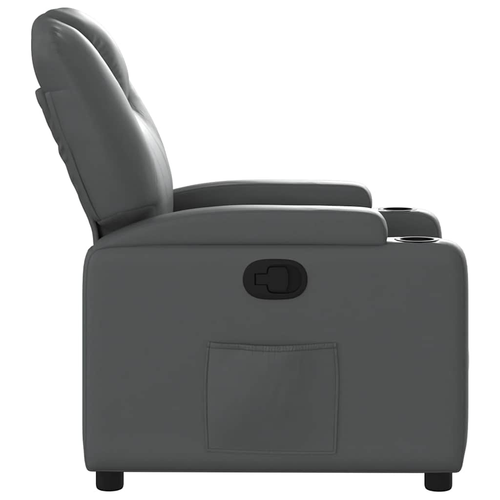 Verstelbare Fauteuil Leerlook Grijs - 35% Korting