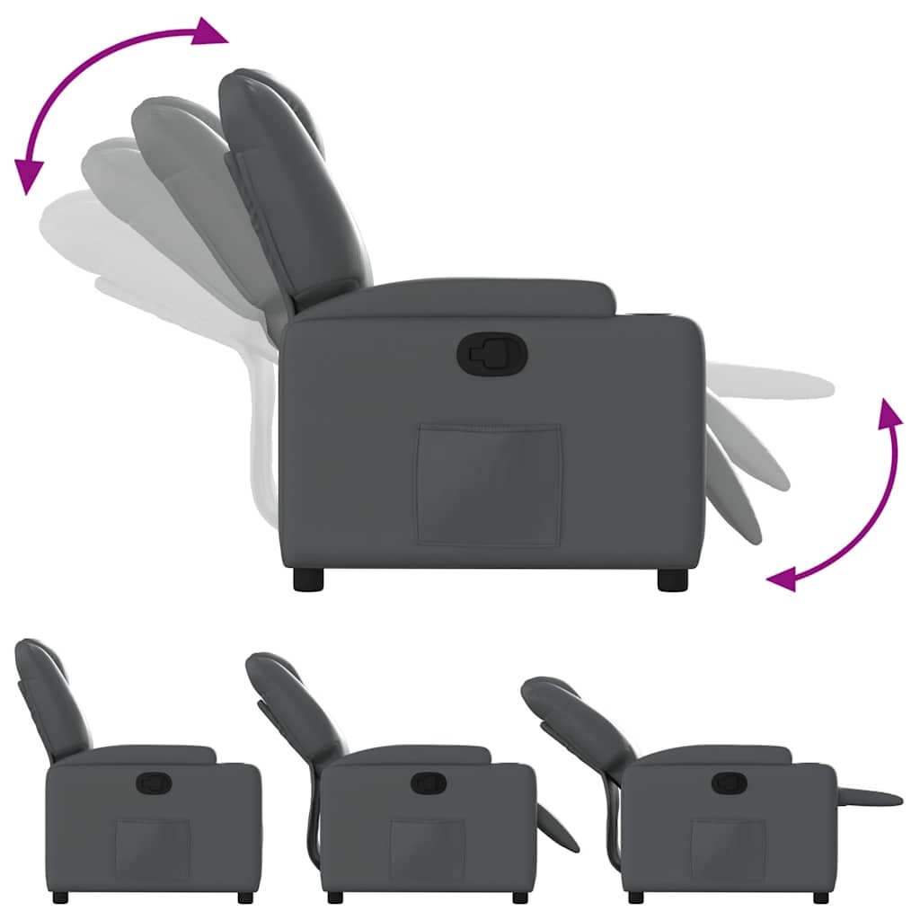 Verstelbare Fauteuil Leerlook Grijs - 35% Korting