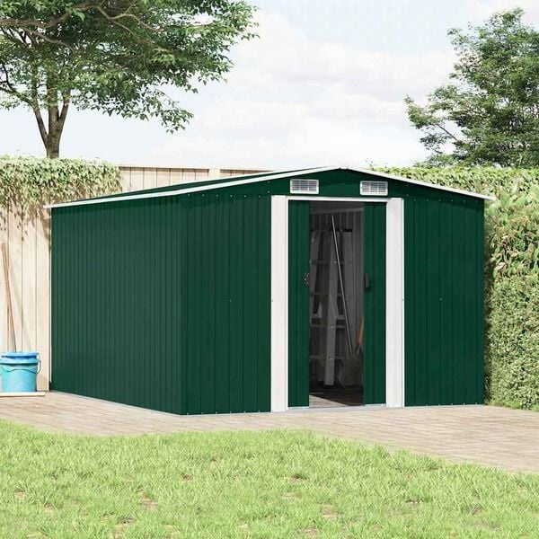 VidaXL Tuinschuur Metaal Groen 257x298x178 cm - 60% Korting