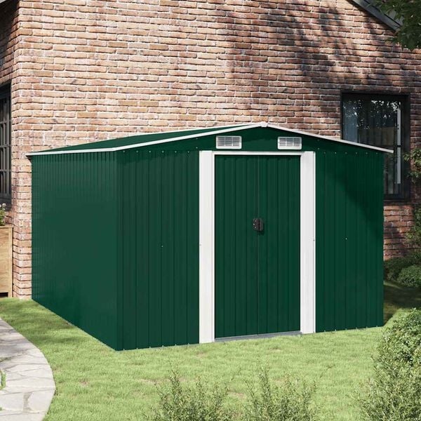 VidaXL Tuinschuur Metaal Groen 257x298x178 cm - 60% Korting