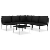 Loungeset PVC Zwart 6-delig met Kussens - 35% Korting