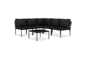 Loungeset PVC Zwart 6-delig met Kussens - 35% Korting