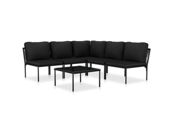 Loungeset PVC Zwart 6-delig met Kussens - 35% Korting