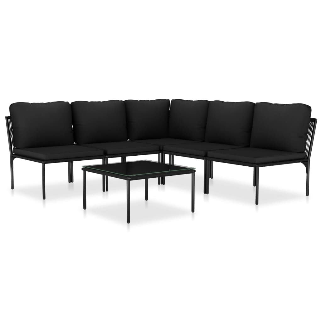 Loungeset PVC Zwart 6-delig met Kussens - 35% Korting