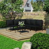 Loungeset PVC Zwart 6-delig met Kussens - 35% Korting