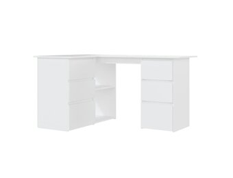 Wit Hoekbureau 145x100x76 cm Bewerkt Hout - 60% Korting