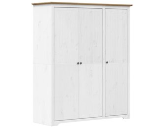 vidaXL Kledingkast BODO Massief Grenenhout Wit/Bruin - 55% Korting