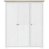 vidaXL Kledingkast BODO Massief Grenenhout Wit/Bruin - 55% Korting
