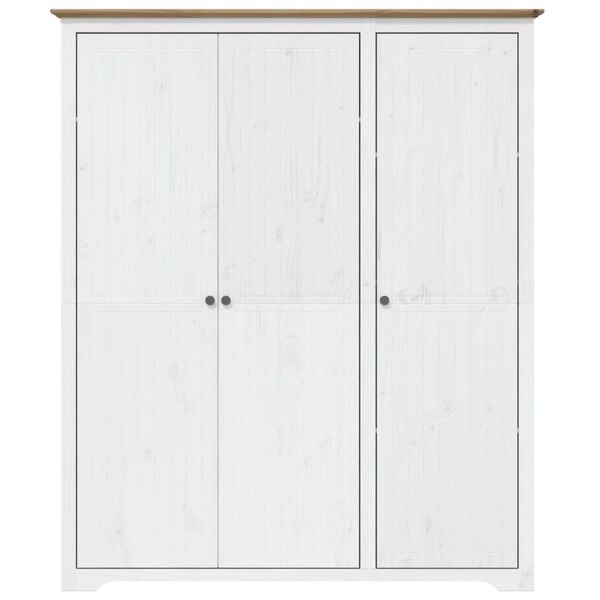 vidaXL Kledingkast BODO Massief Grenenhout Wit/Bruin - 55% Korting