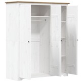 vidaXL Kledingkast BODO Massief Grenenhout Wit/Bruin - 55% Korting