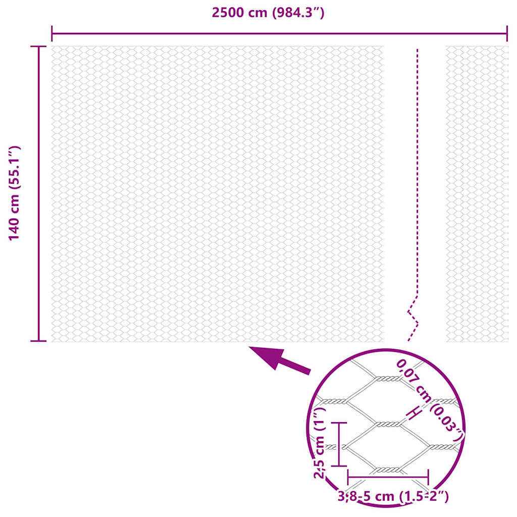 VidaXL Hexagon Hek 1,4 x 25 m PVC Grijs - 32% Korting