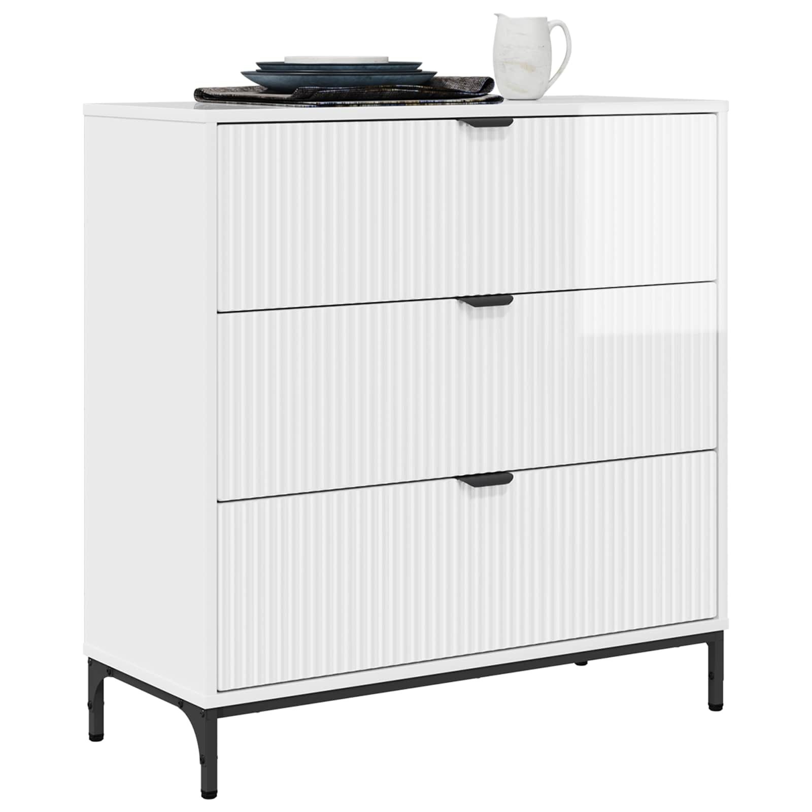 VidaXL Dressoir Hoogglans Wit - 79,5 x 33 x 82 cm - 59% Korting