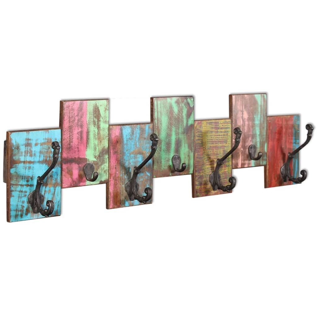 vidaXL Kapstok met 7 haken massief gerecycled hout