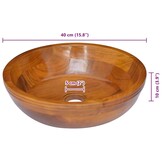 vidaXL Wastafel ø40x10 cm massief teakhout