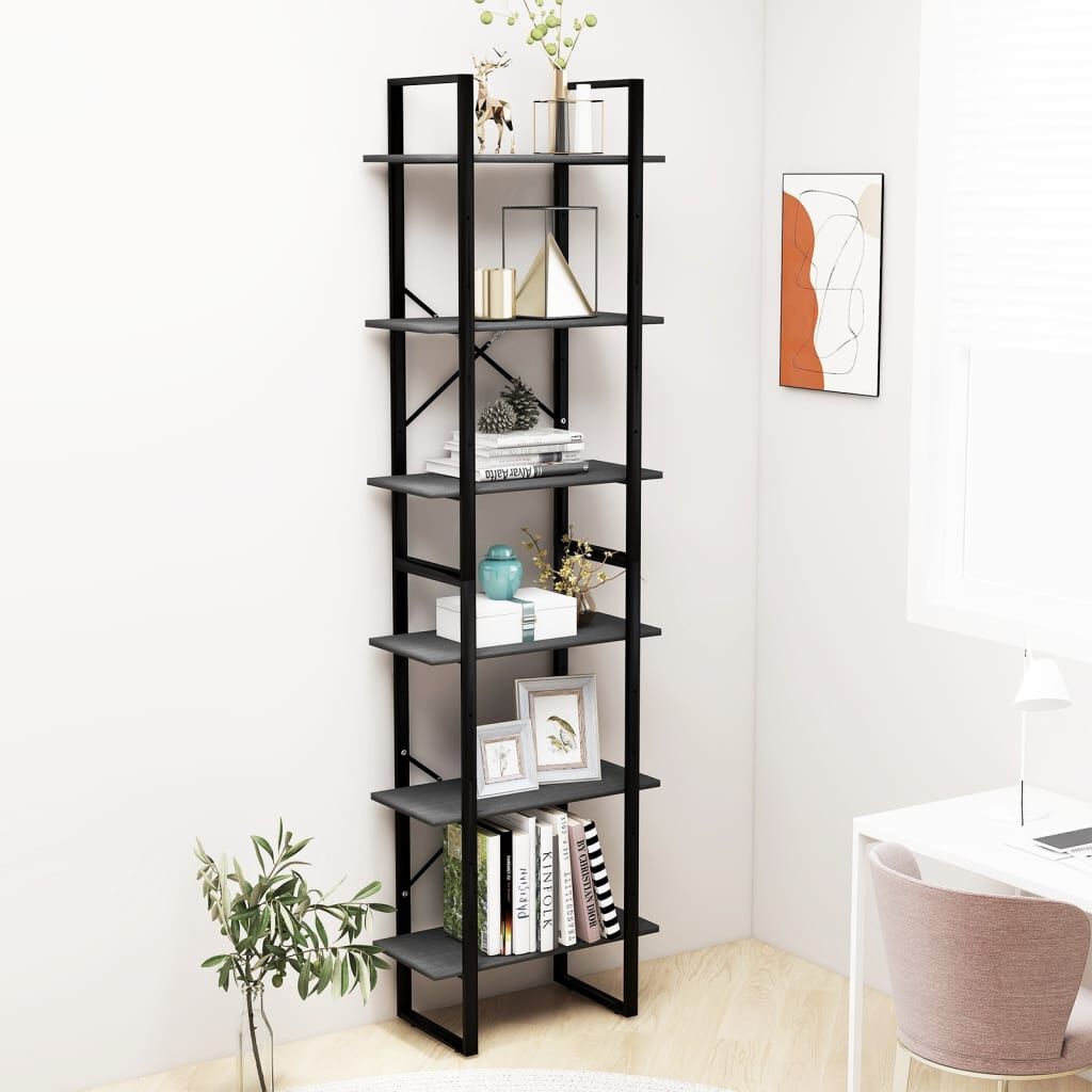 vidaXL Opbergrek 60x30x210 cm massief grenenhout grijs