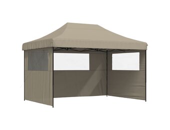 vidaXL Partytent inklapbaar pop-up met 3 zijwanden taupe