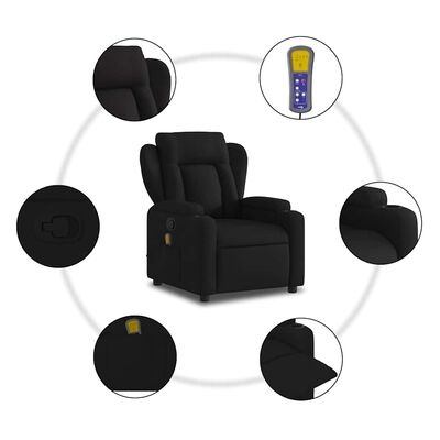 vidaXL Massagestoel verstelbaar stof zwart