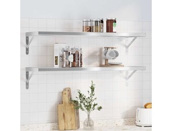 vidaXL Wandschappen 2 st 100x30x3 cm roestvrijstaal zilverkleurig