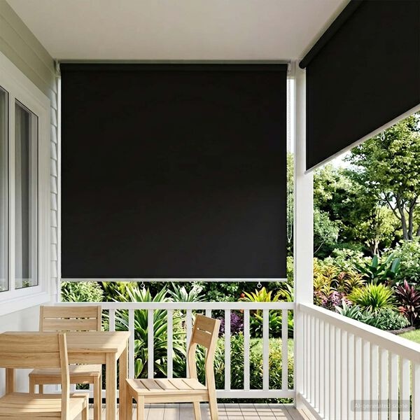 vidaXL Buitenrolgordijn UV-bescherming Zwart 100 x 230 cm (B x H)