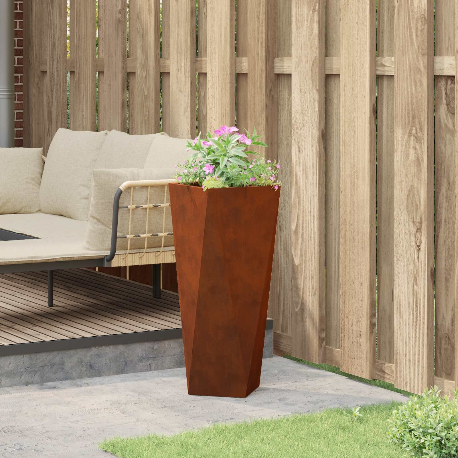 vidaXL Plantenbak Roestig 30 x 30 x 75 cm Cortenstaal