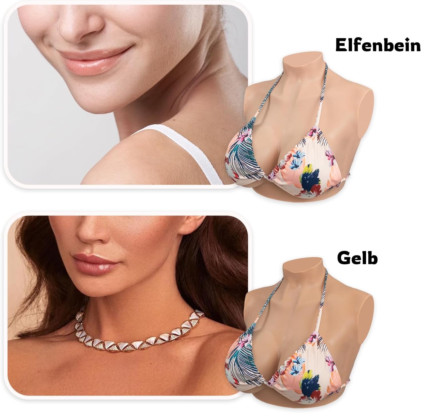 KUMIHO Siliconen Borsten Kunstborsten C Cup Ivory voor Crossdressers en Mastectomie
