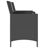 vidaXL Tuinbank 2-zits met tafel en voetenbanken poly rattan zwart