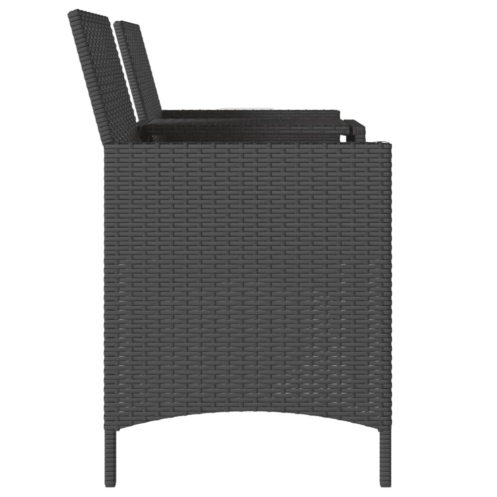vidaXL Tuinbank 2-zits met tafel en voetenbanken poly rattan zwart