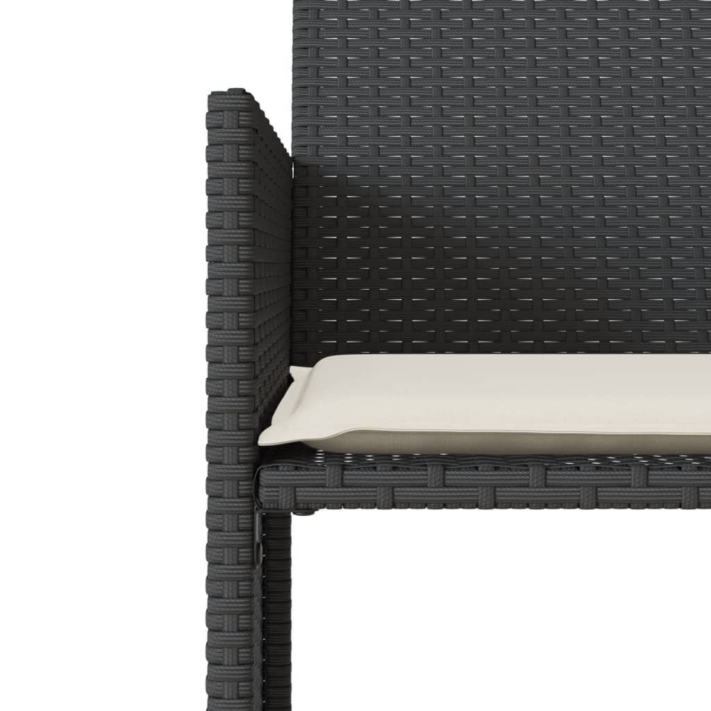 vidaXL Tuinbank 2-zits met tafel en voetenbanken poly rattan zwart