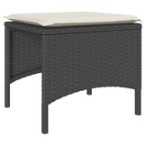 vidaXL Tuinbank 2-zits met tafel en voetenbanken poly rattan zwart