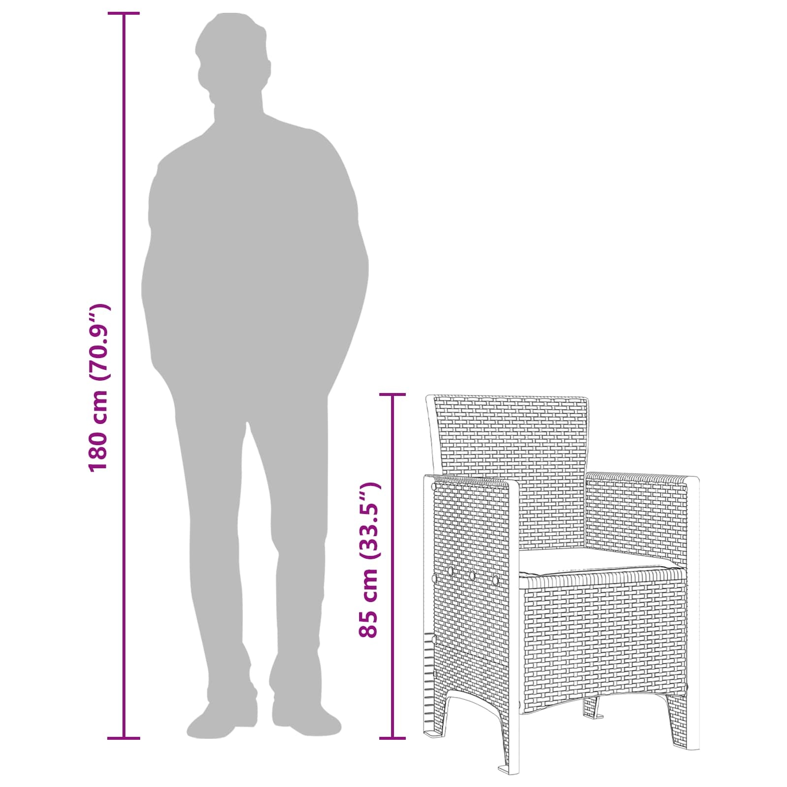 vidaXL Tuinstoel 2 st Bruin Polypropyleen