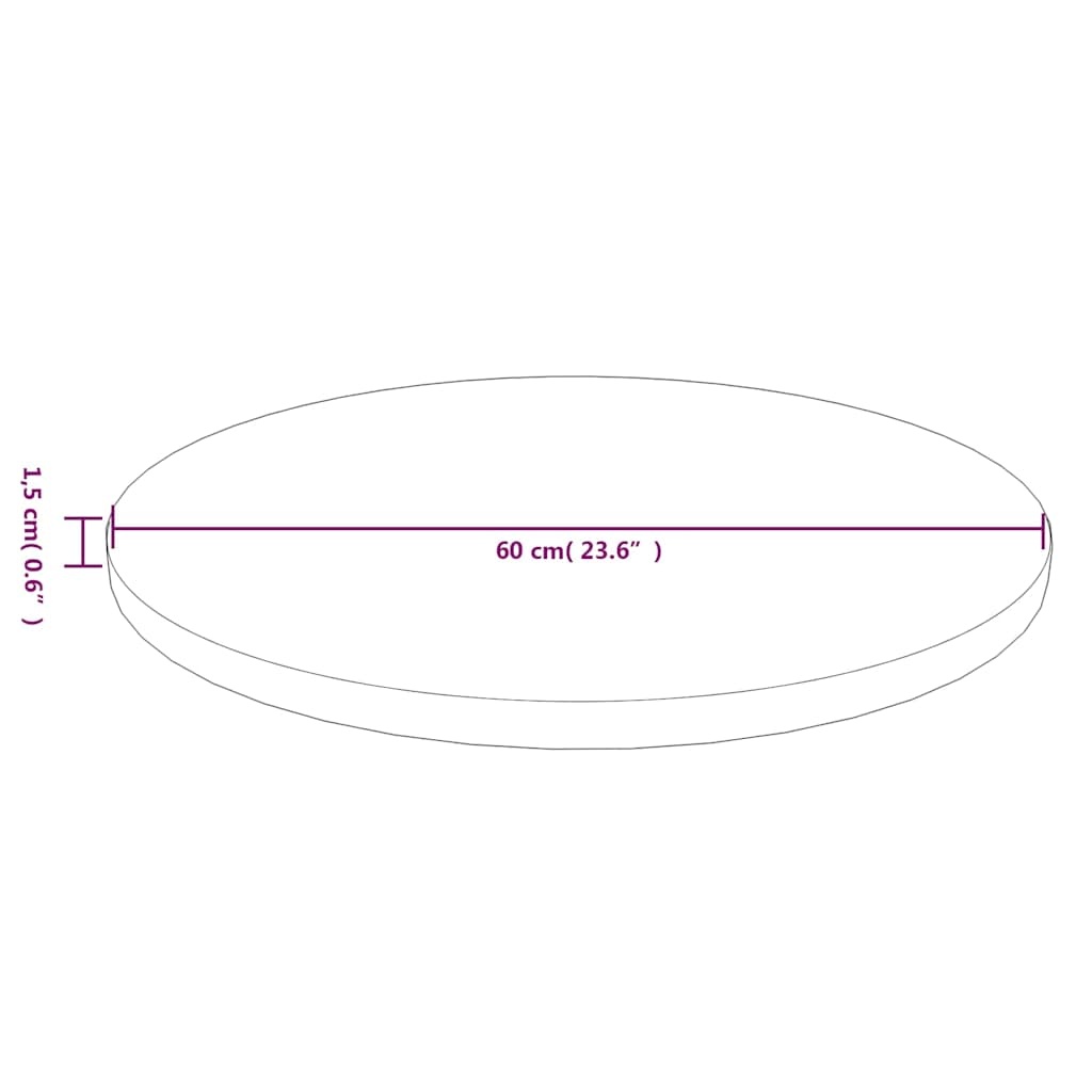 vidaXL Tafelblad rond Ø 60x1,5 cm bewerkt massief eikenhout lichtbruin