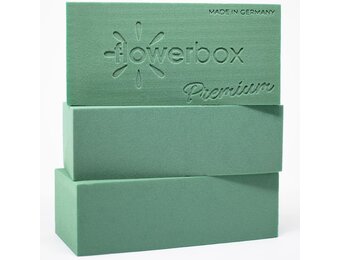 Flowerbox 3X Original Oasis® Premium steekschaum - 3-4 dagen extra bloemversheid door MaxLife-impregnering - 23 x 11 x 3,6 cm - nat steekschaum voor bloemen, bruiloft, verjaardag, kerk